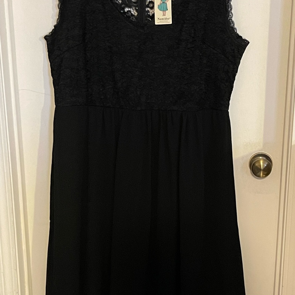 Nemidor Black long sleeveless dress, plus size 22
